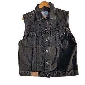 Vintage PS Gitano Black sleeveless denim jacket large unisex